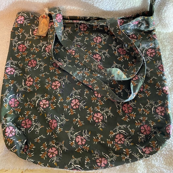 NWT Fat Free Floral Cotton Tote Shopping Book Bag color Multi Large Tote - Picture 2 of 8